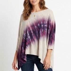 River + Sky Poncho Sweater Womens M/L Multicolor Tie Dye Oversized Crew Neck